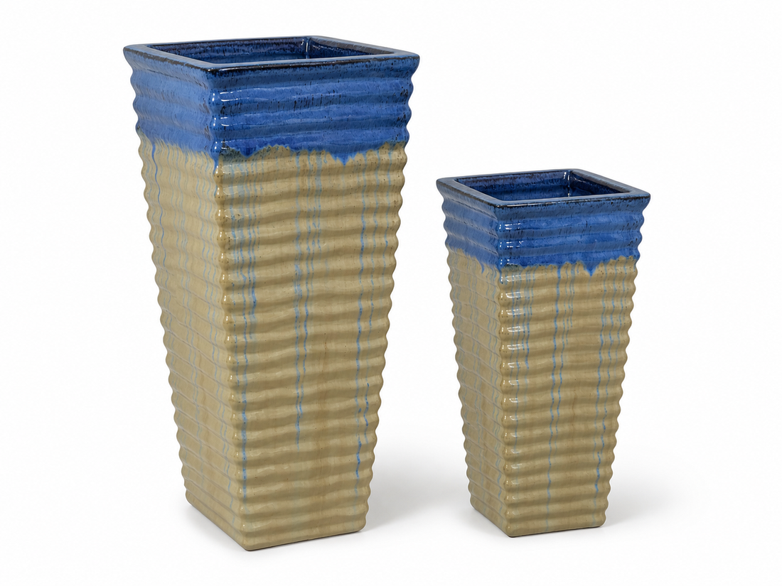 Tapered Square Rippled Planter