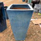Aqua Blue Tapered Square Planter