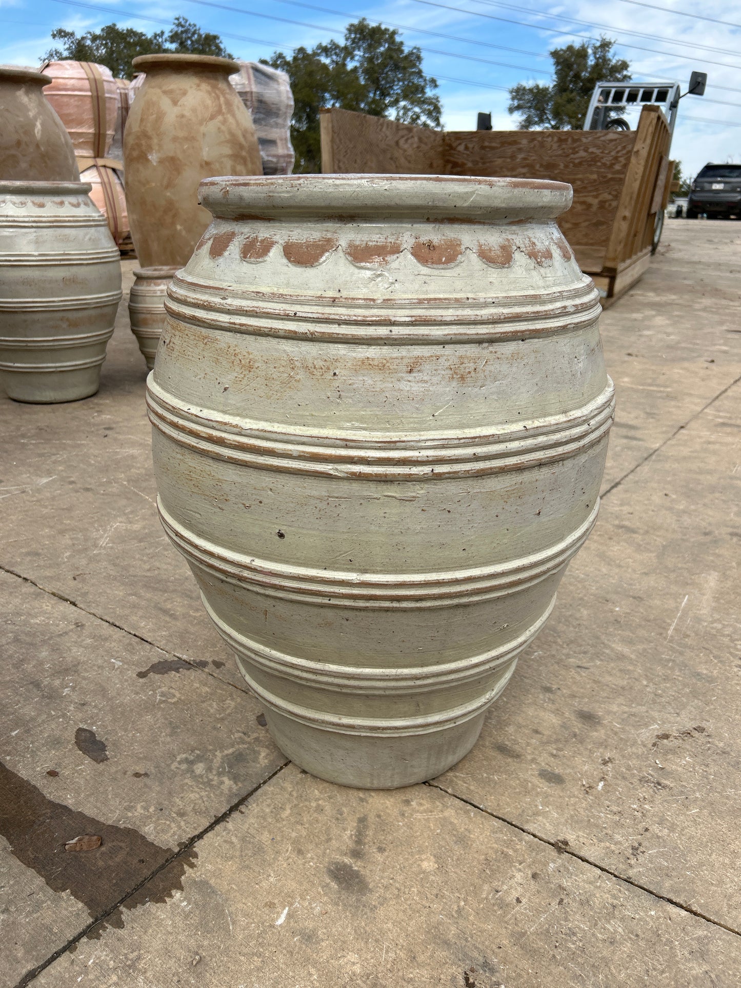 Rustic White Olive Jar 27"