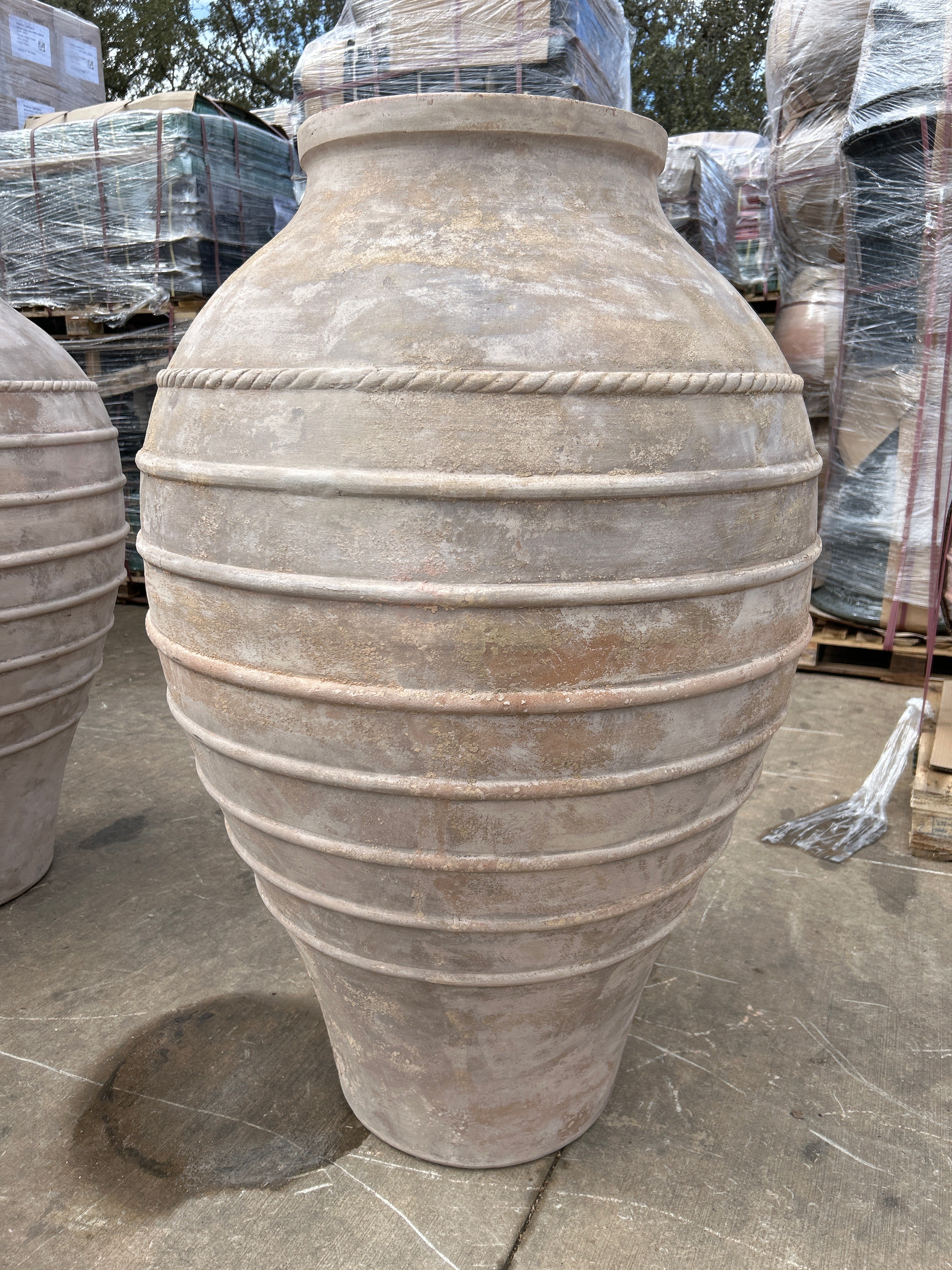 Antique Grey Terracotta Olive Jar