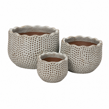 Rustic White Wide Planter