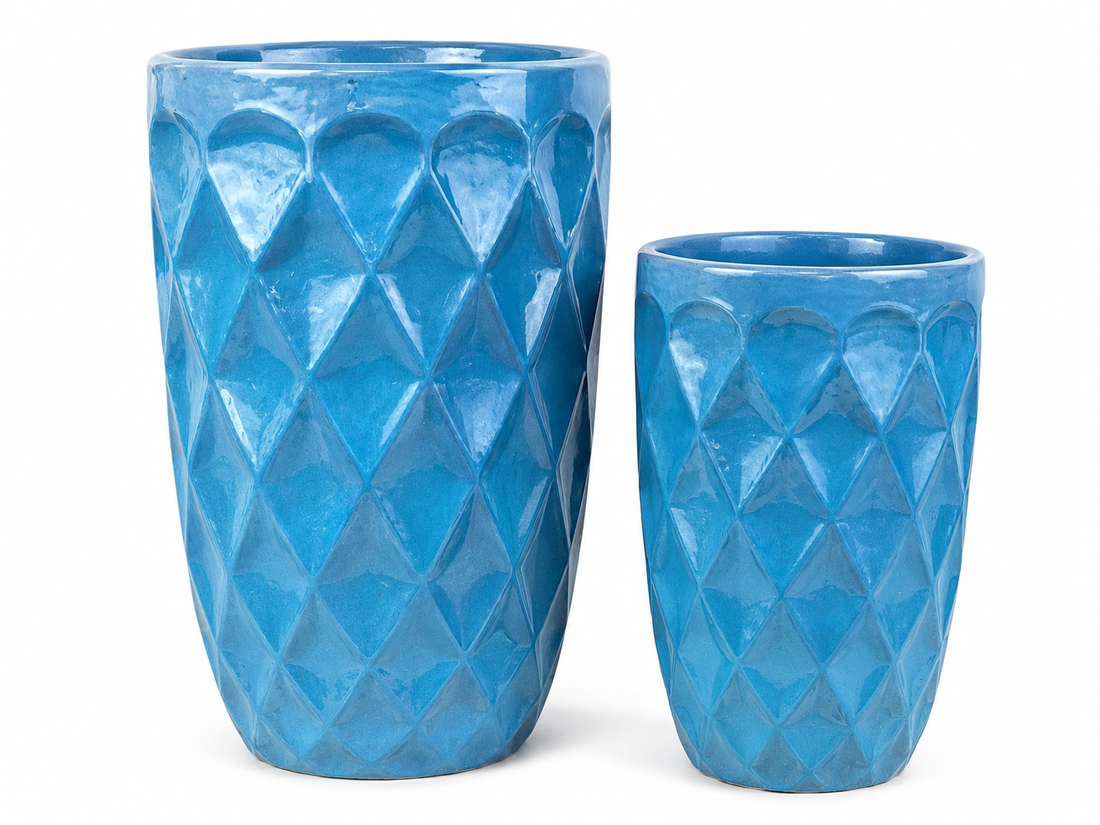 Tall Round Quilted Planter