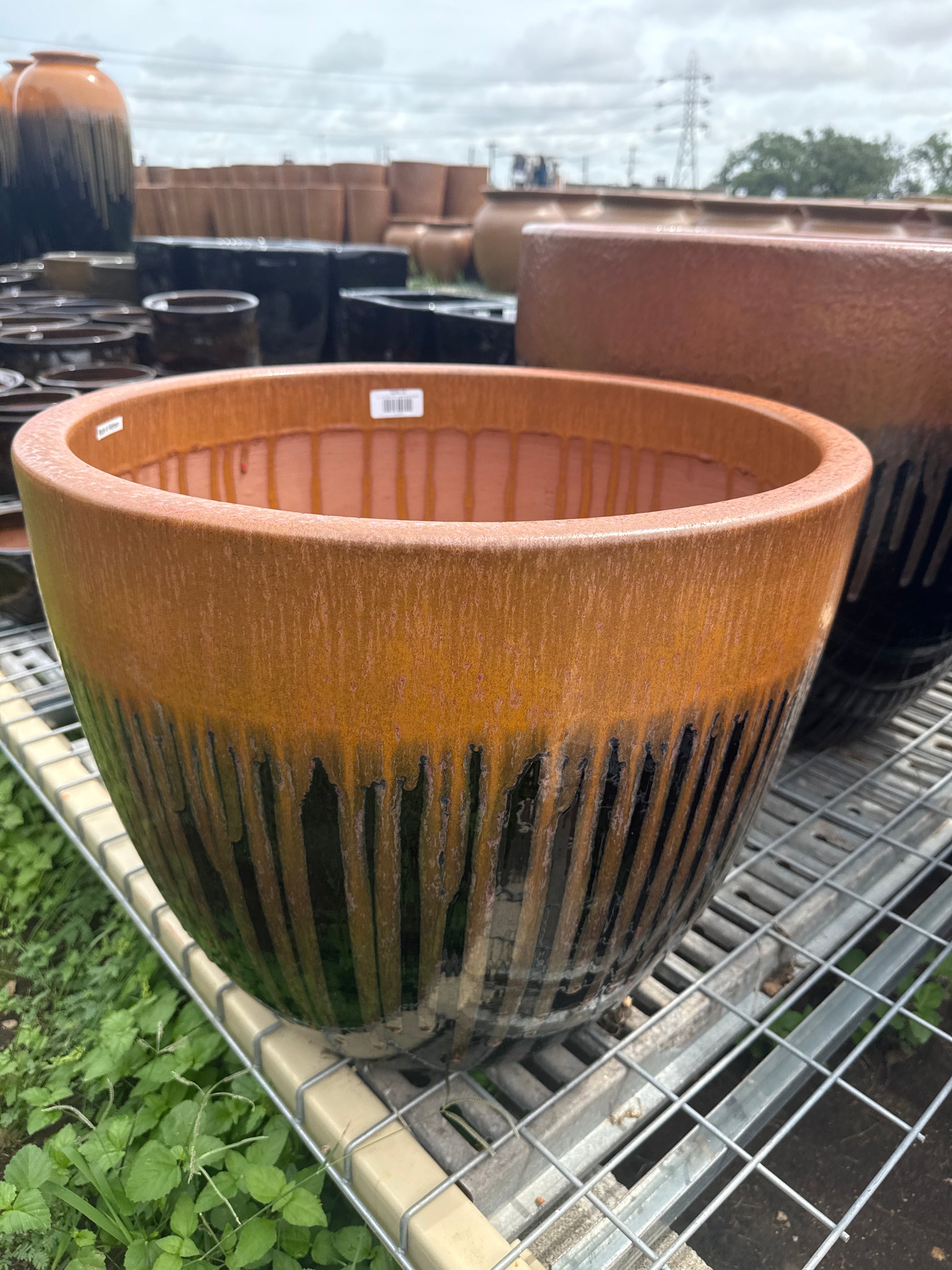 brown outdoor plant pots Lipless Round Planter