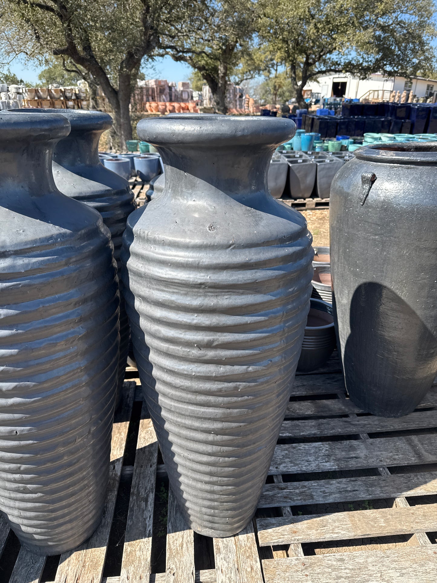 Matte Black Tall Ripple Vase
