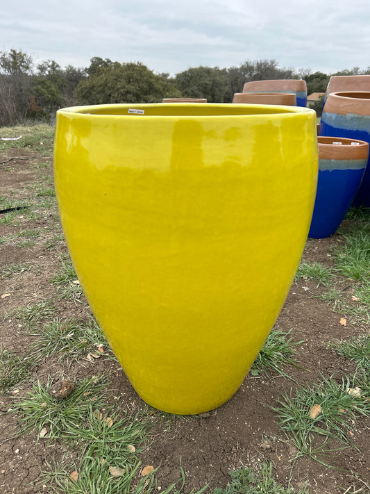 Yellow Bowed Smooth Planter 24"