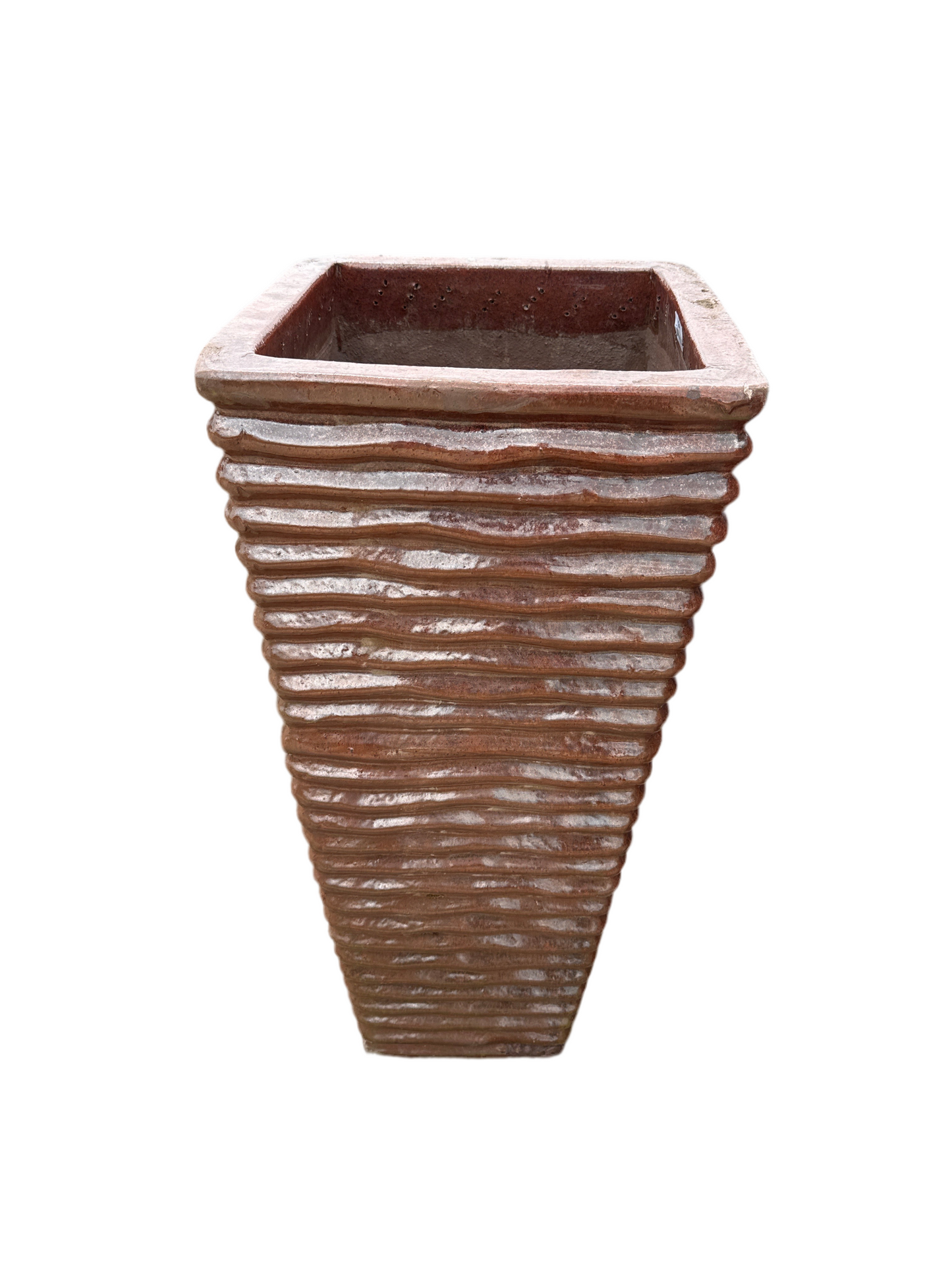 Red Sunset Tall Square Waves Planter