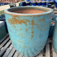 Rustic Light Blue Round Lipless Planter