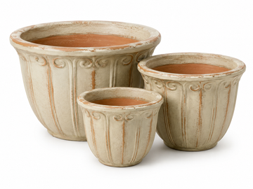 Rustic White Rococo Short Trumpet Planter