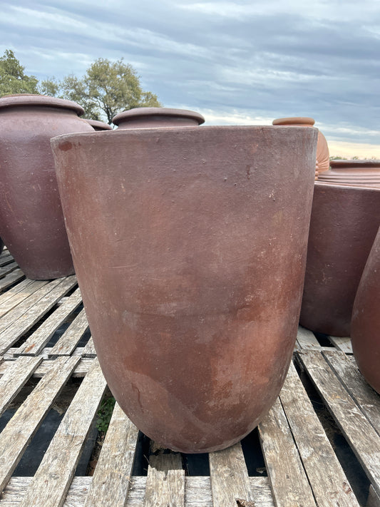 Black Clay Rounded Cylinder Planter 28"