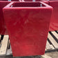 Red Tall Square Planter 23"