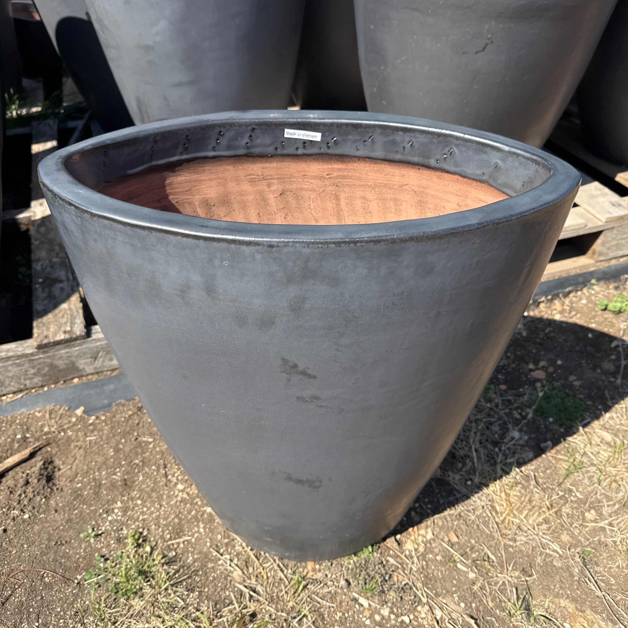 Matte Black Standing Oval Planter