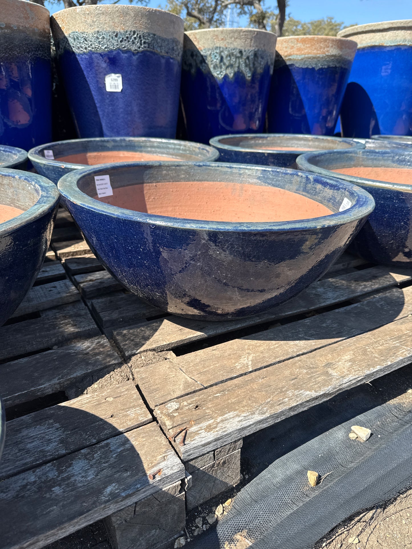 Rustic Dark Blue Bowl Planter 9"