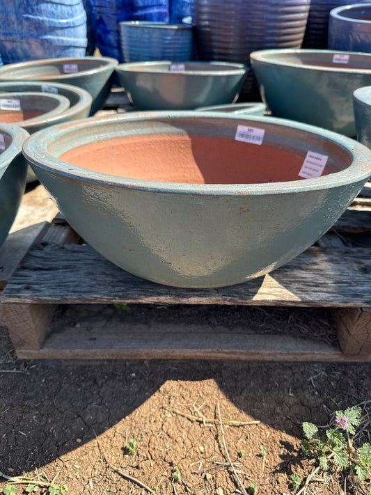 Rustic Light Blue Bowl Planter 7"