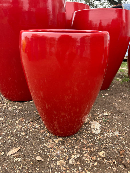 Red Bowed Smooth Planter 17"