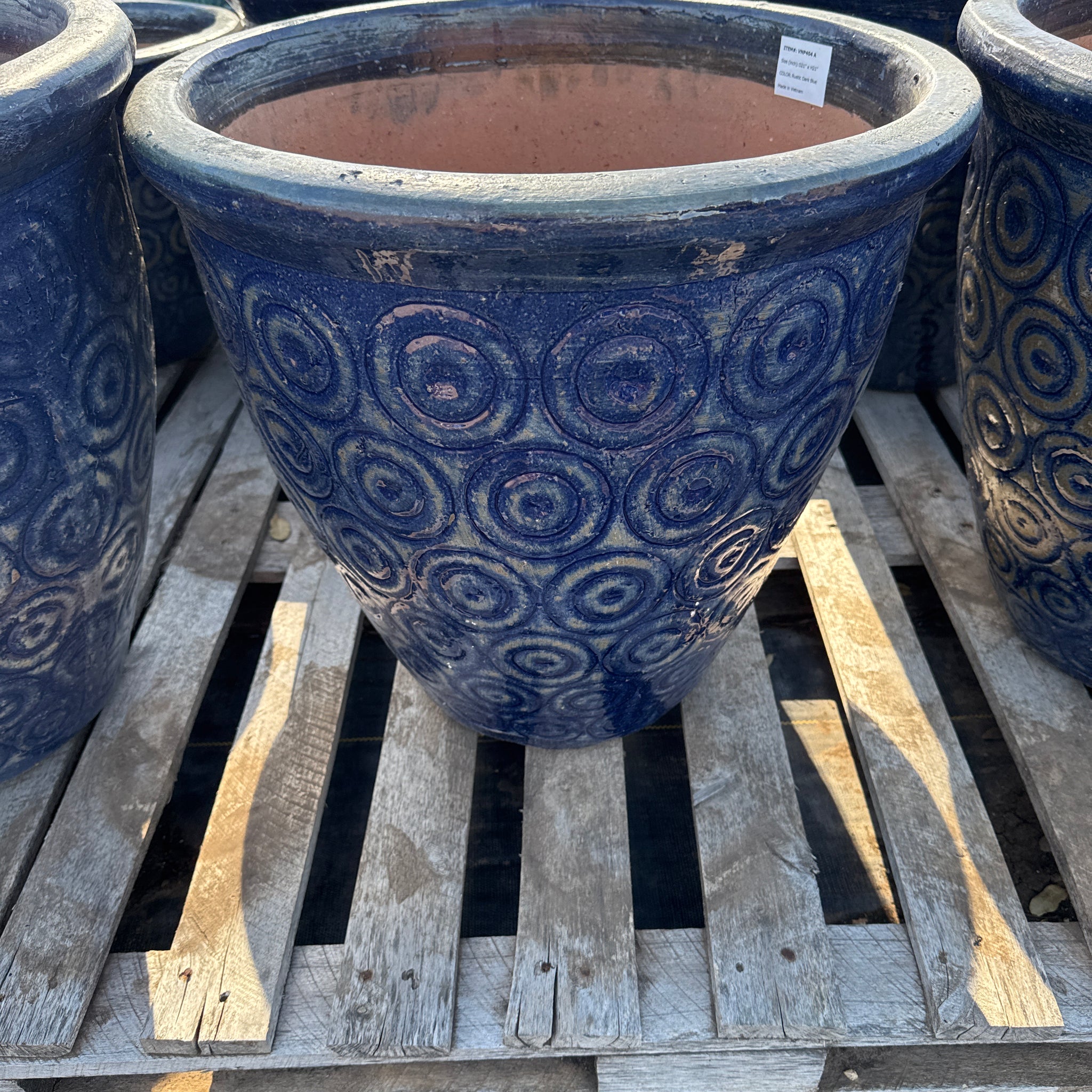 Rustic Dark Blue Tapered Lipped Planter