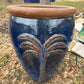 Blue Round Palm Tree Planter