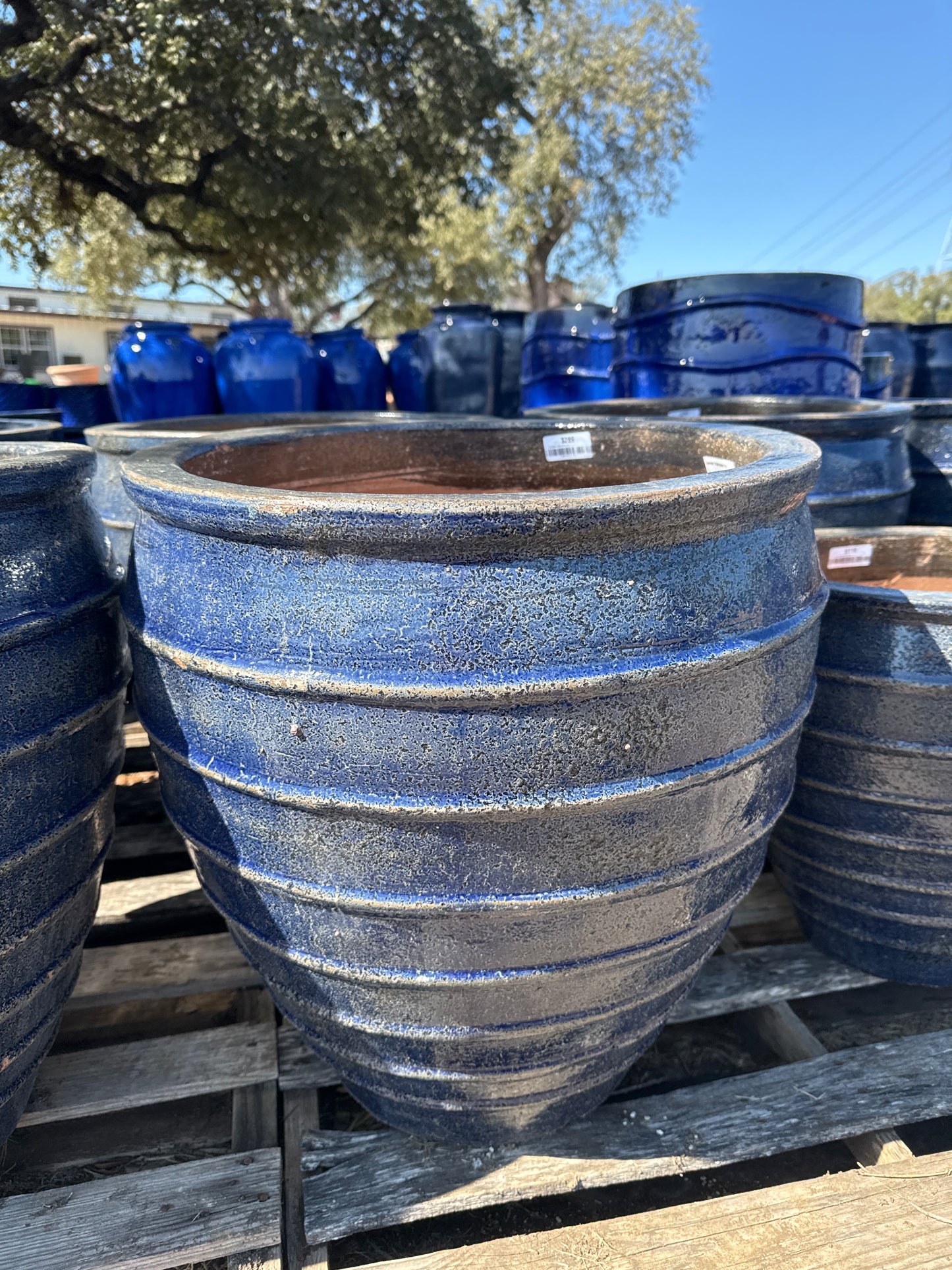 Blue Raku Banded Planter
