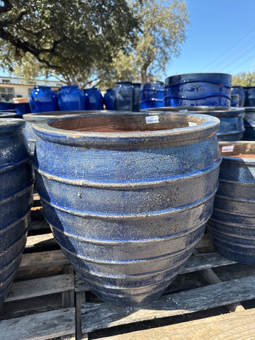 Blue Raku Banded Planter