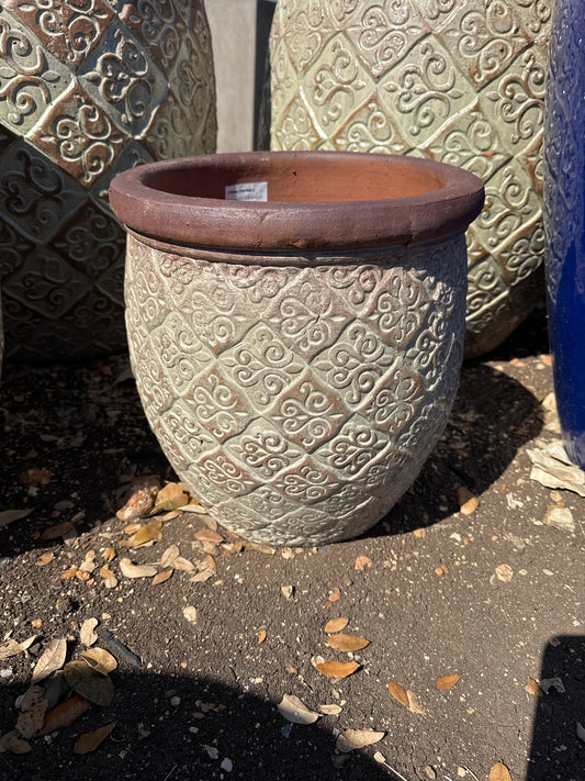 Rustic White Round Lipped Planter 14"