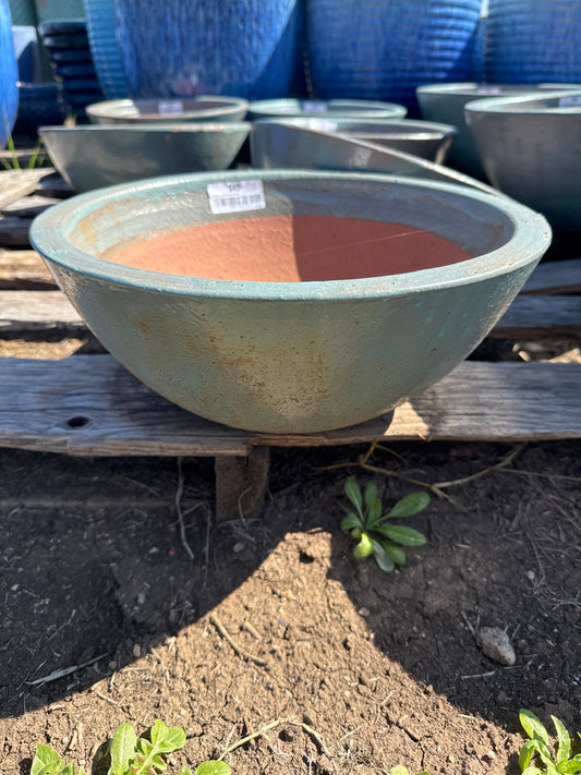 Rustic Light Blue Bowl Planter 4"