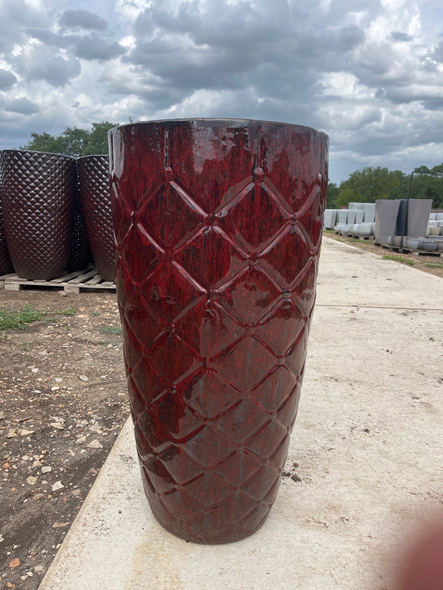 Red Wine Large Dotted Squares Planter 36"