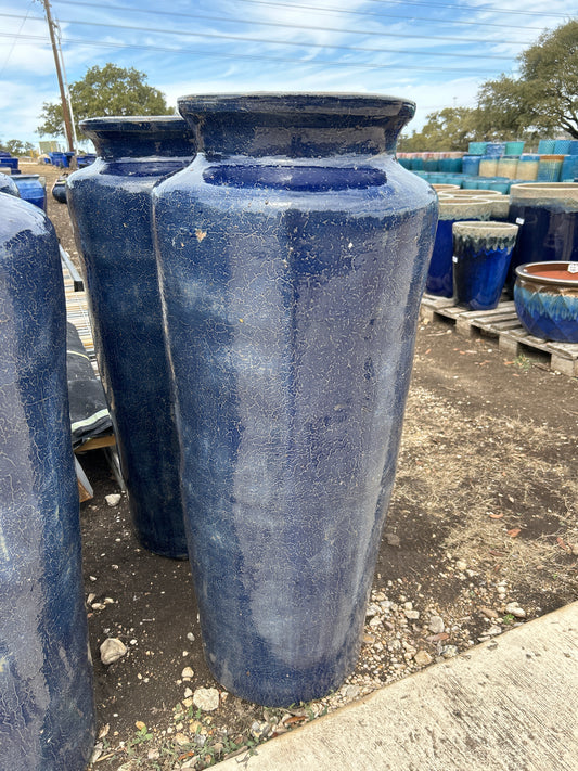 Rustic Dark Blue Tall Cylinder Jar 43"