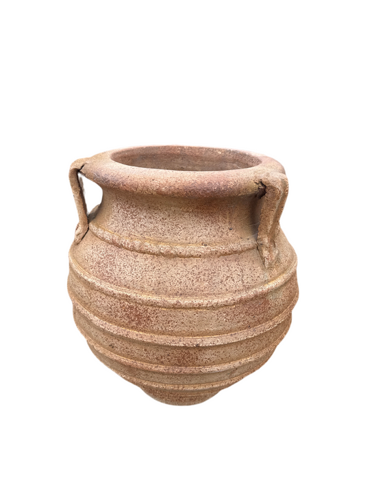 Raku Ribbed Spittoon with Handles