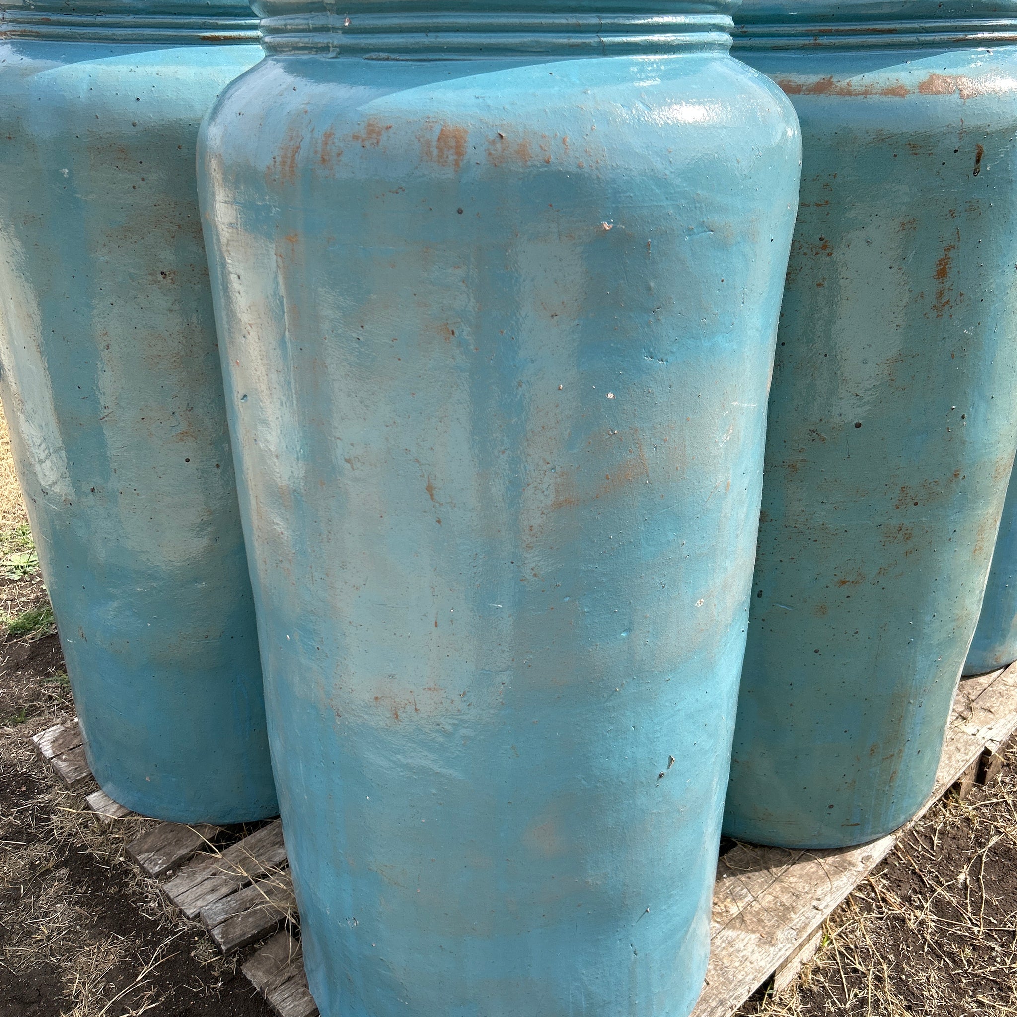Rustic Light Blue Milk Can Planter