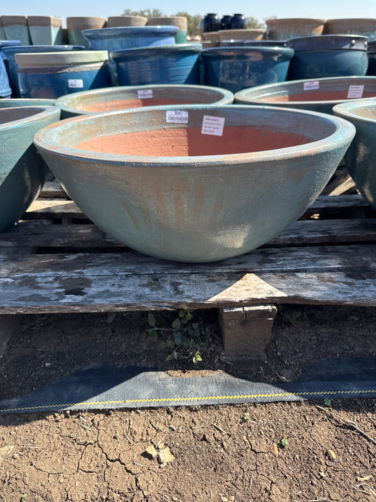 Rustic Light Blue Bowl Planter 9"