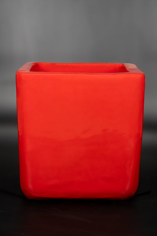 Red Standard Cube Planter 10"