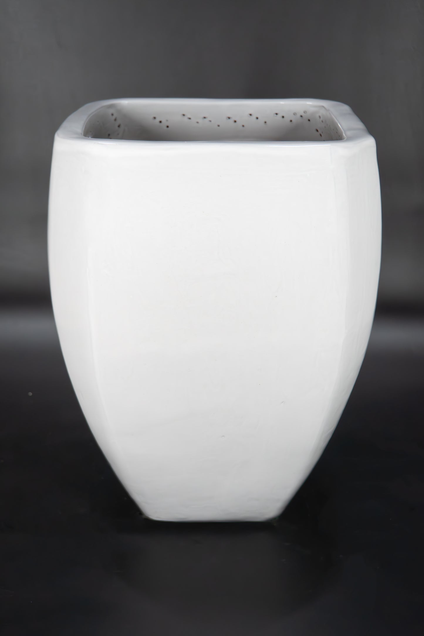 White Bowed Smoothed Square Planter 23"