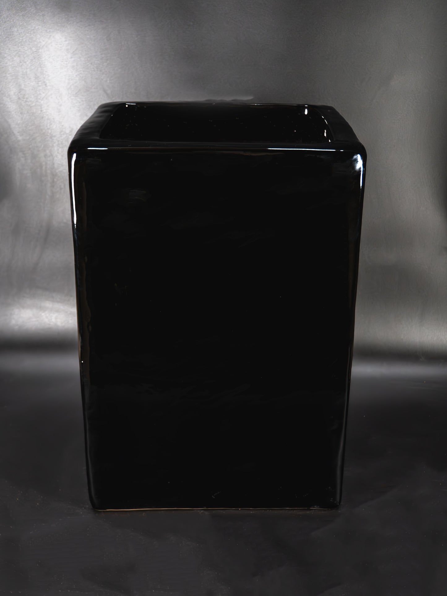 Glossy Black Tall Square Planter 17"