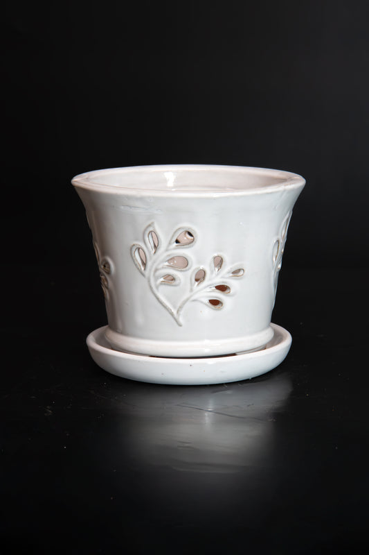 White Simple Orchid Pot 6"