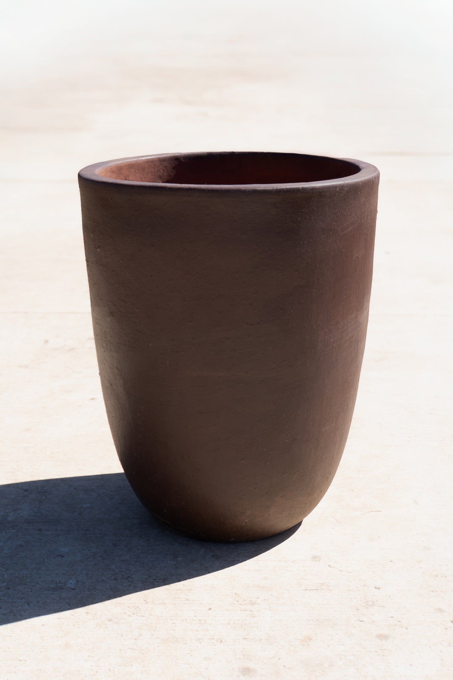 Black Clay Rounded Cylinder Planter 21"