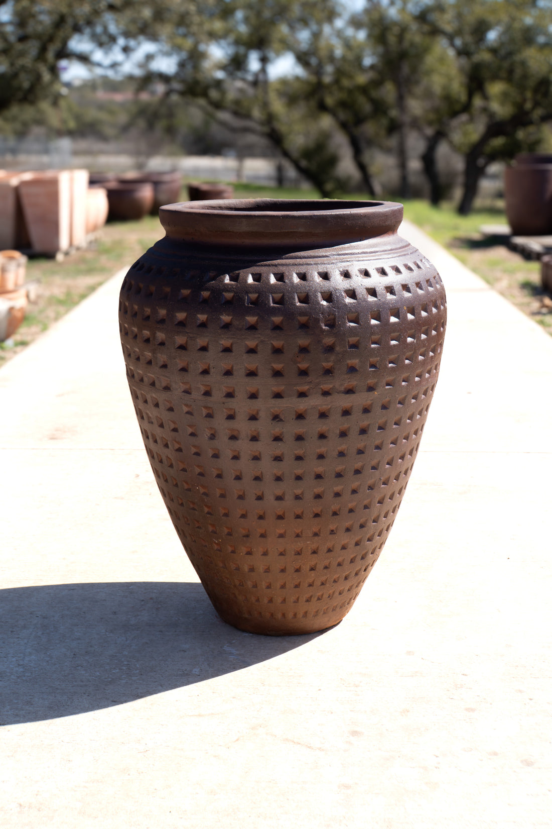 Black Clay Round Dimpled Planter
