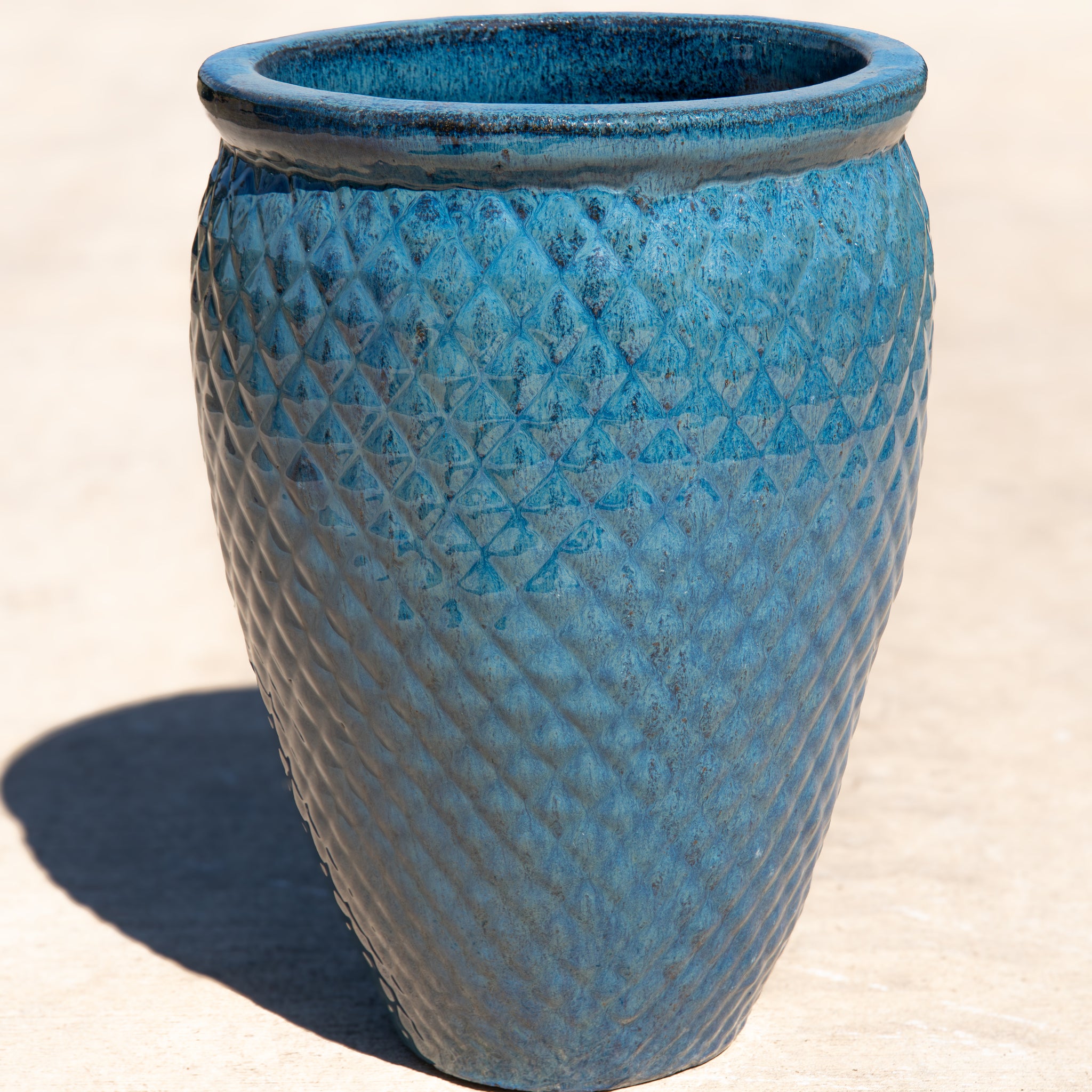 Dotted Blue Prism Planter with Rim