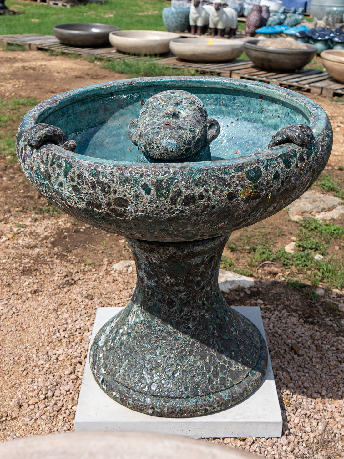 Rustic Jade Swimmer in Bowl Fountain