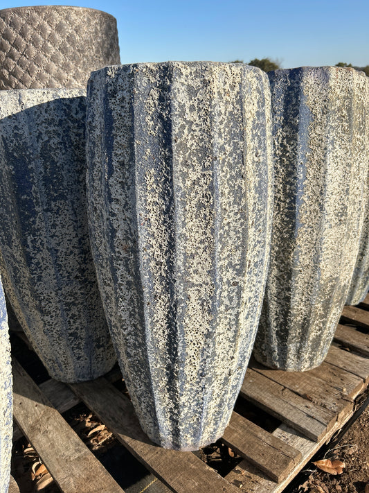 Snow Blue Striped Planter 26"