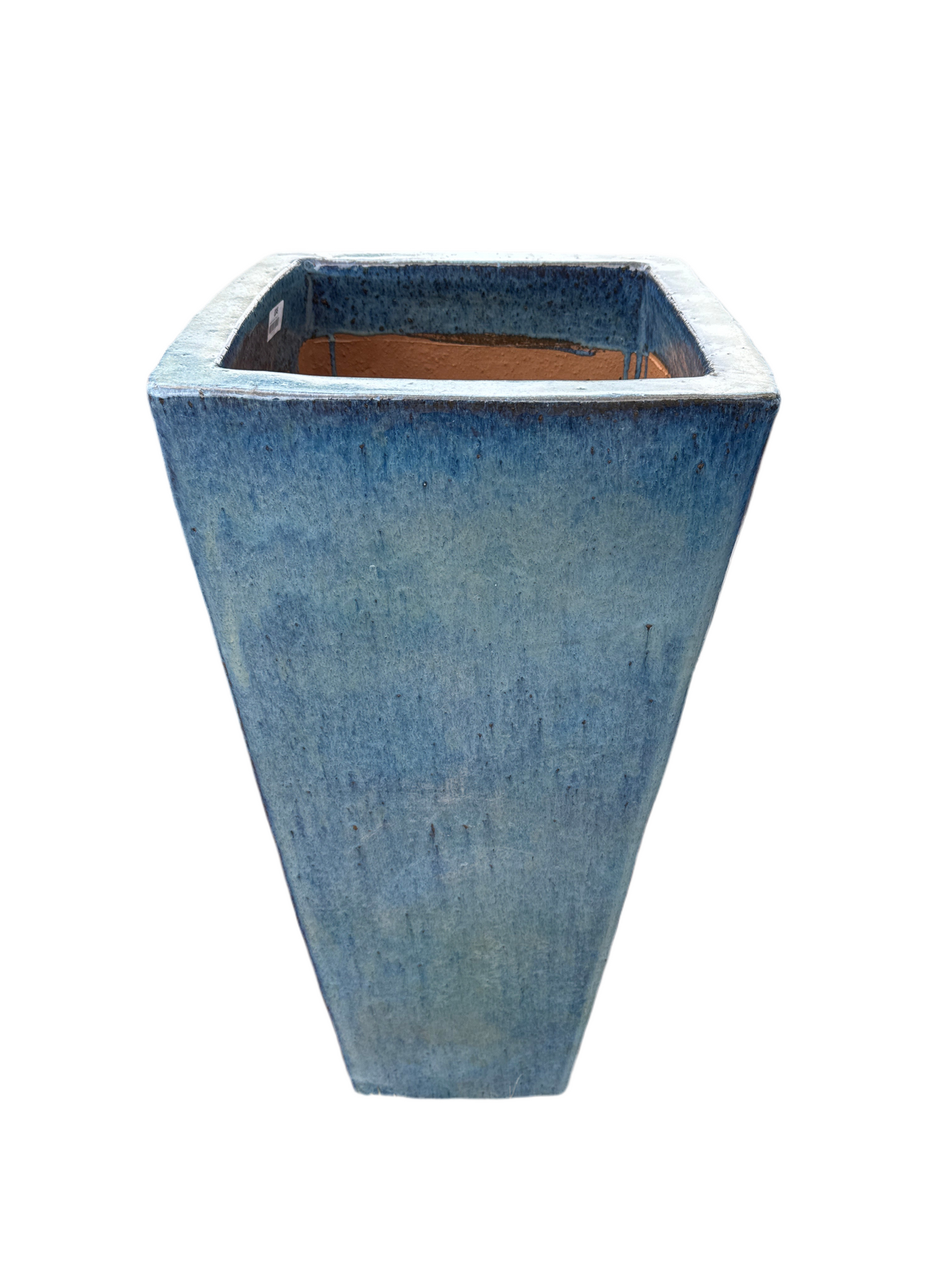 Aqua Blue Tapered Square Planter