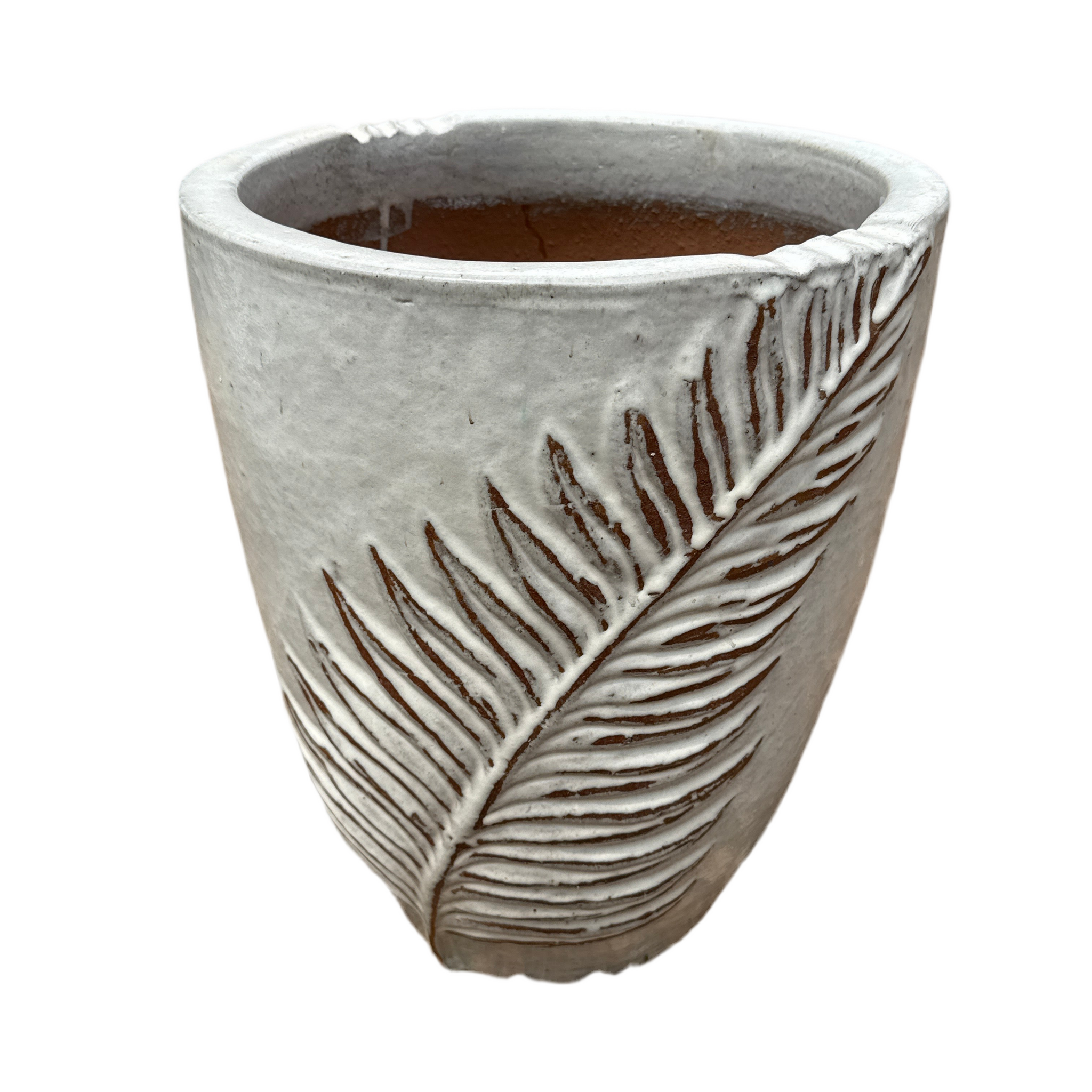 Antique White Coconut Leaves Planter