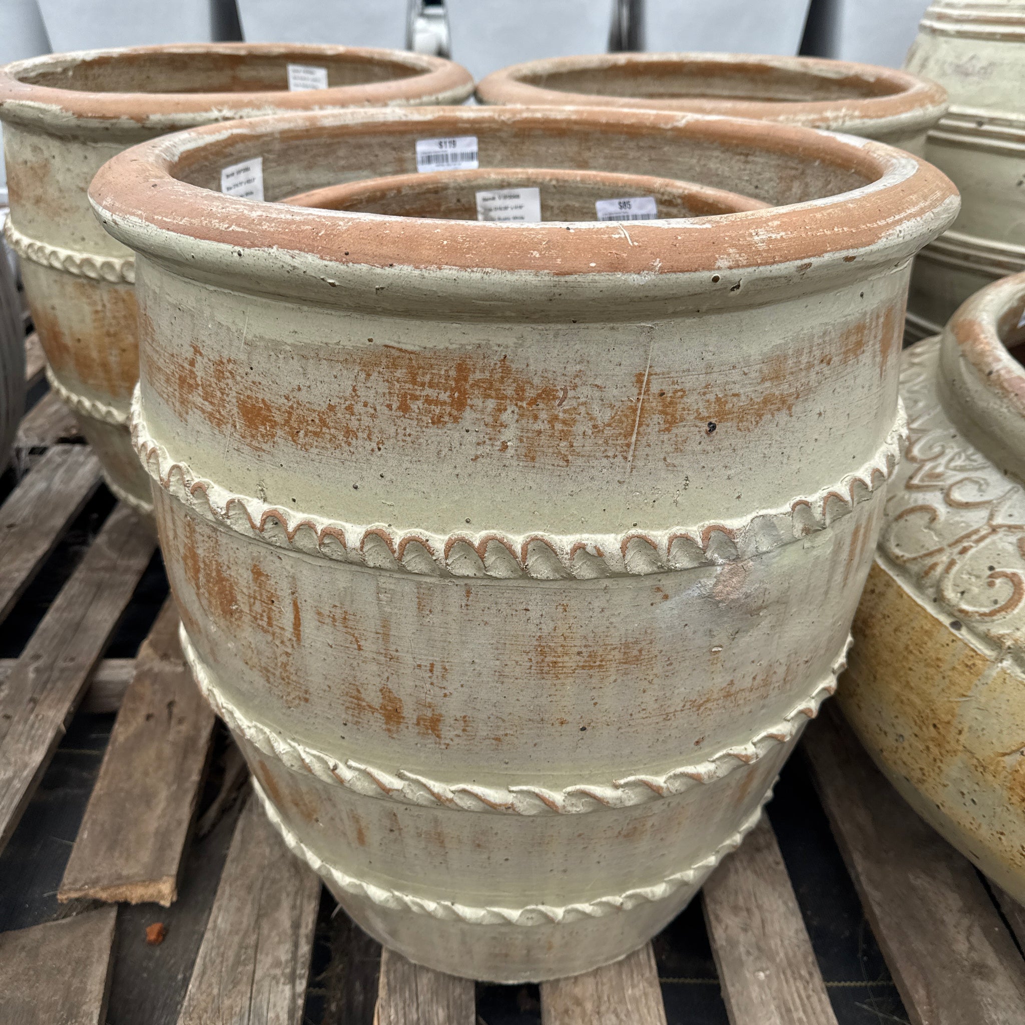 Rustic White Banded Planter