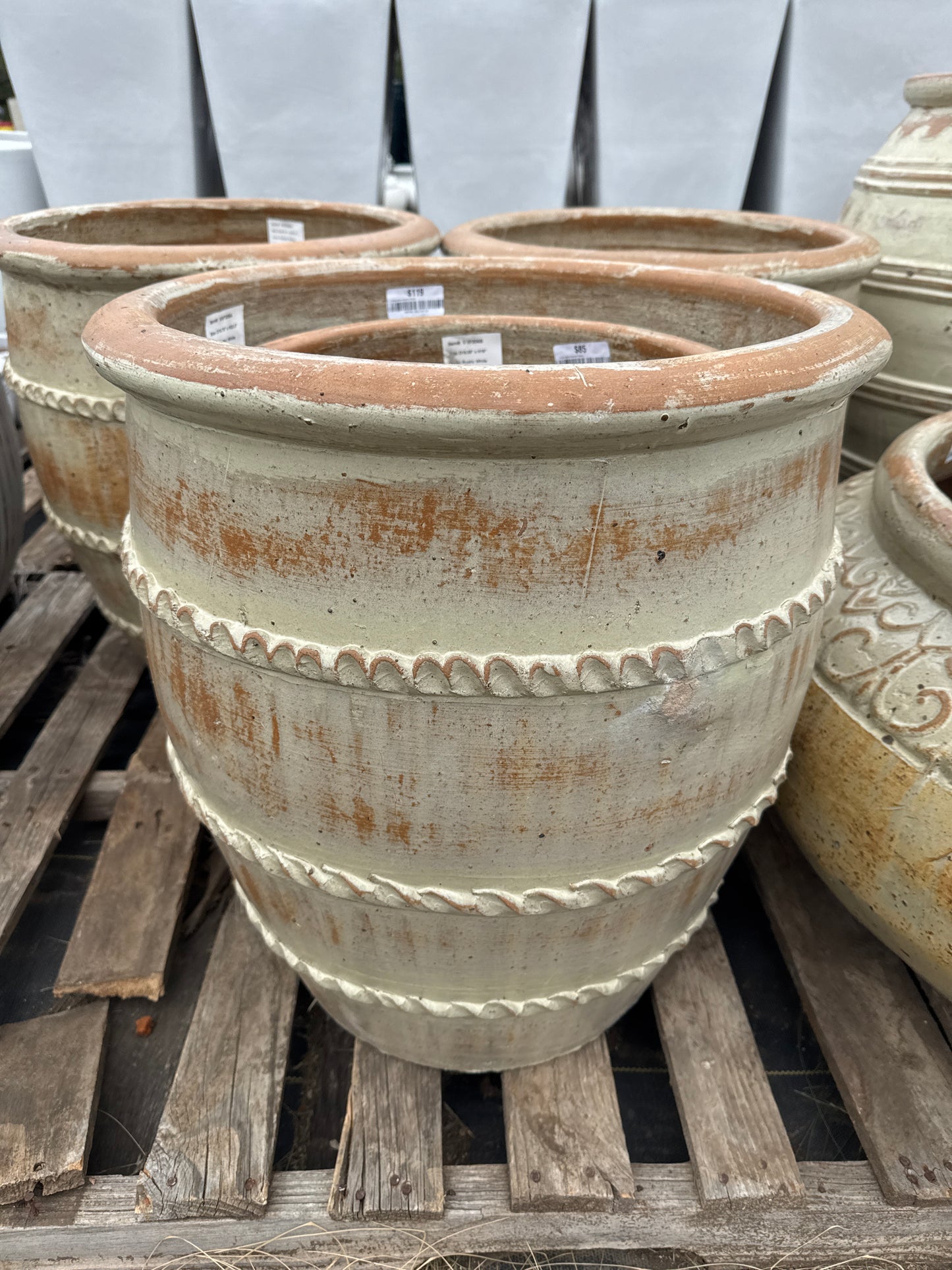 Rustic White Banded Planter