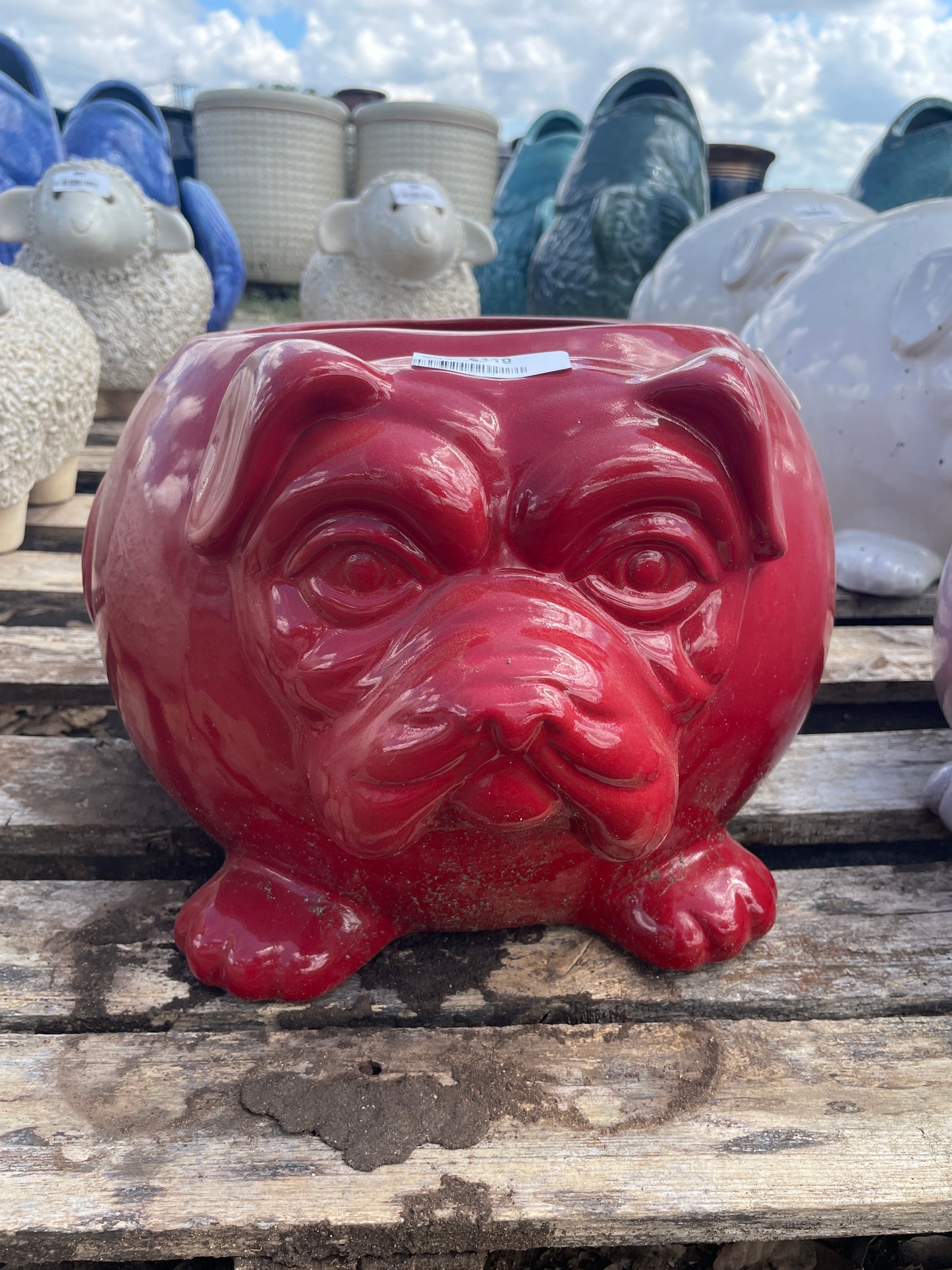 Red Pug Planter 10"