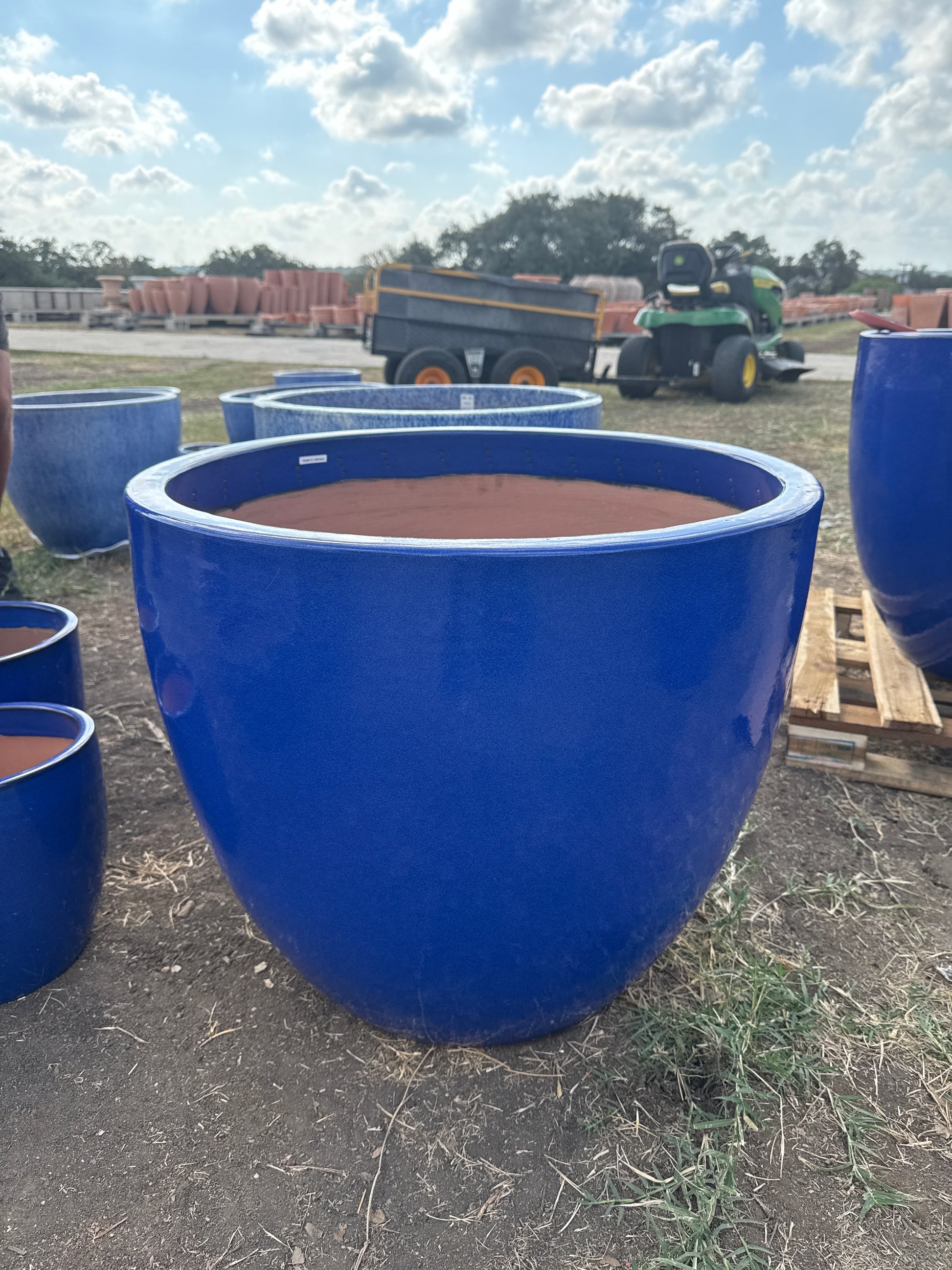 large blue plant pots sale Lipless Round Planter