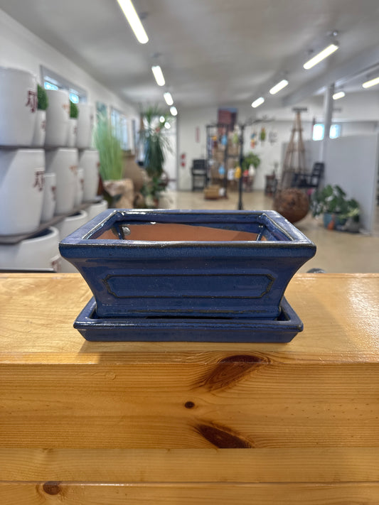 Running Rectangle Blue Bonsai Pot