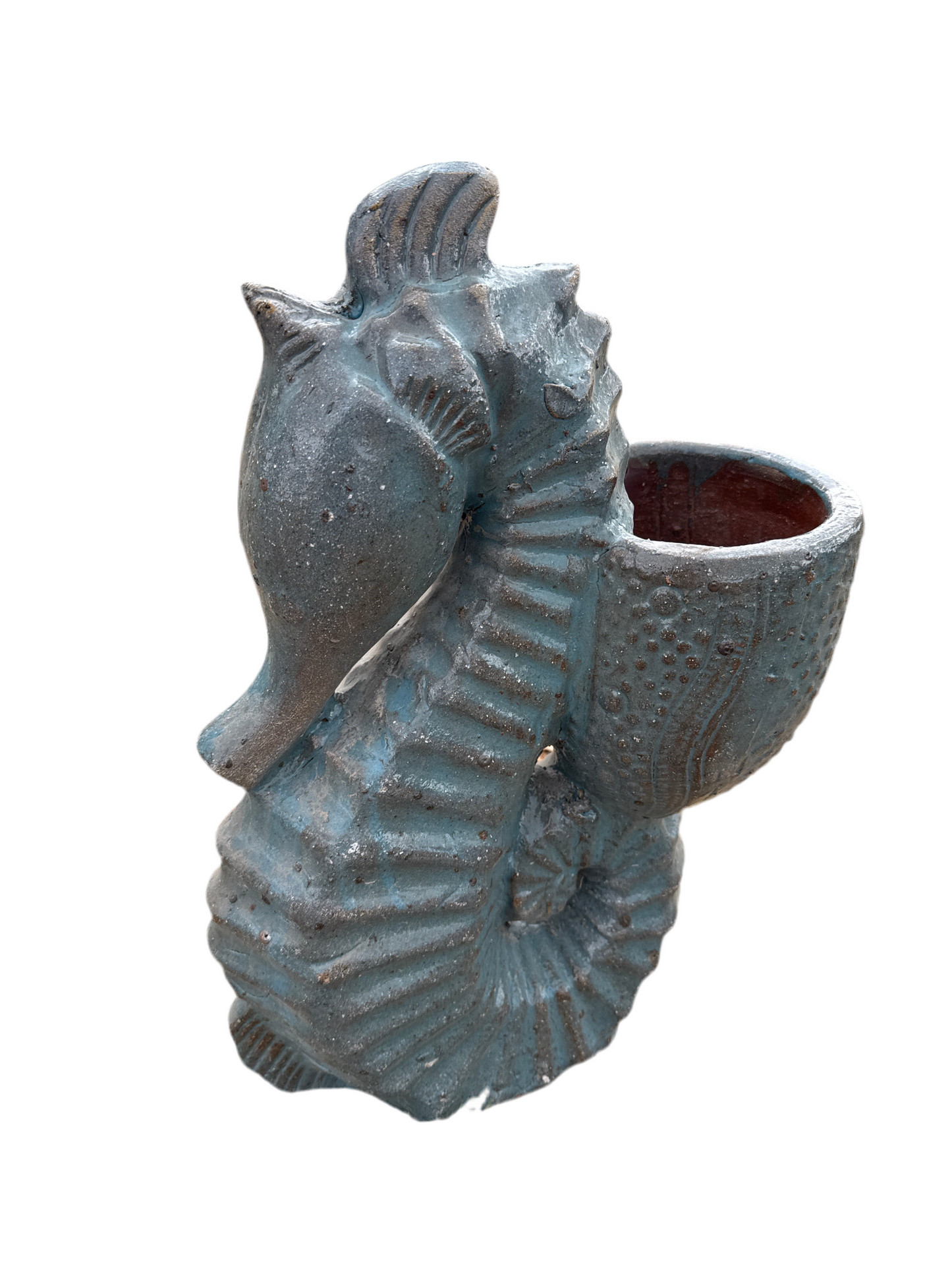Rustic Light Blue Sea Horse Planter