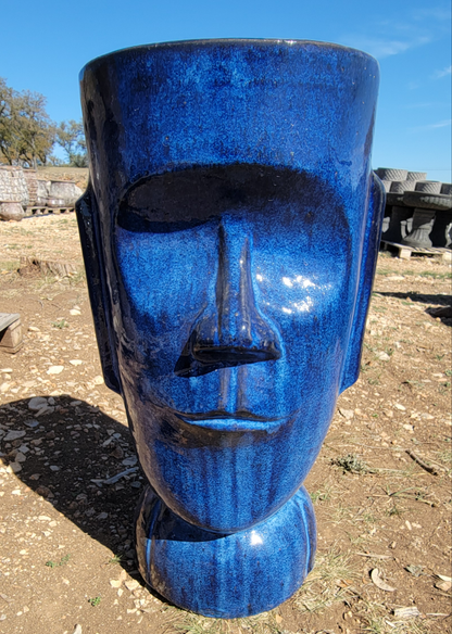 Blue Tiki Head Planter