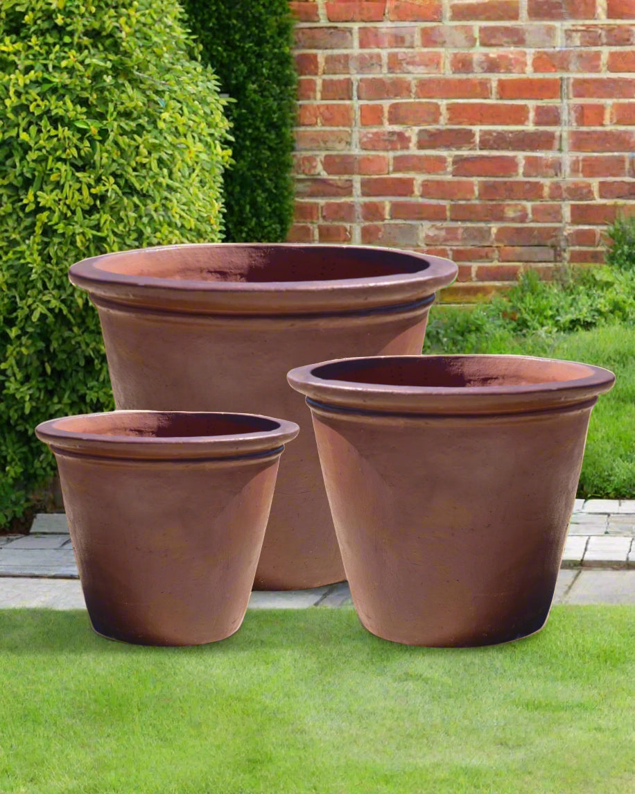 Black Clay Planter Wide Lipped Planter