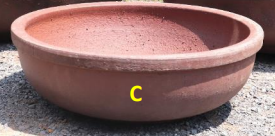 Black Clay Lipped Low Bowl Planter 12"