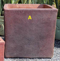 Black Clay Planter Standard Cube Planter 12"